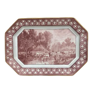 19th Century Faience Cows Platter Hippolyte Boulenger Choisy Le Roi