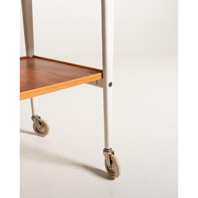 White Thea Trolley with Teak Inserts by Yngve Ekström for Swedese, 1950s For Sale - Image 6 of 9