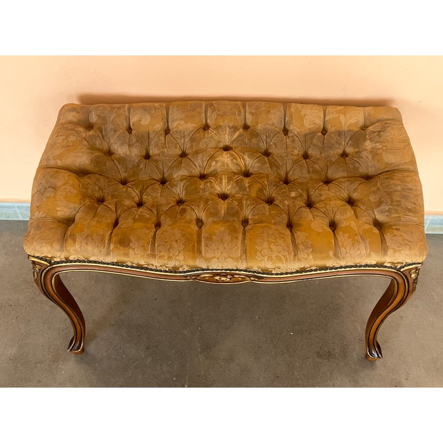 Pair of French Tufted Benches With Cabriole Legs For Sale In Miami - Image 6 of 12