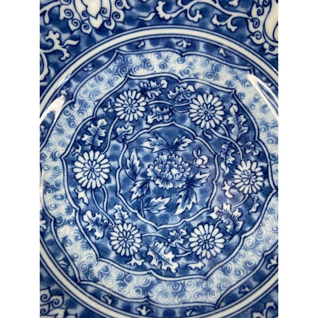 Ceramic Vintage Japanese Blue and White Porcelain Serving Bowls from Seto Ware, Set of 3 For Sale - Image 7 of 11