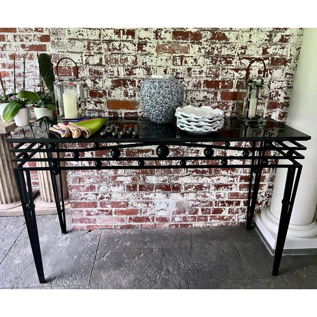 2010s Vintage Custom Iron and Granite Console Table For Sale - Image 5 of 11