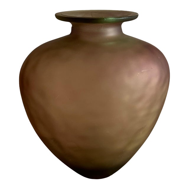 1990s Handblown Glass Dusty Purple, Gray Heart Shaped Floor Vase For Sale