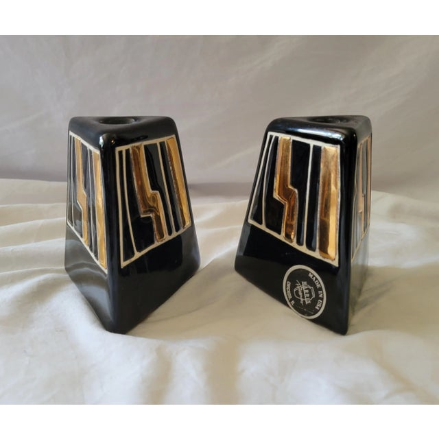Harris Potteries Vintage Harris Potteries Modernist Ceramic Candleholders- a Pair For Sale - Image 4 of 10