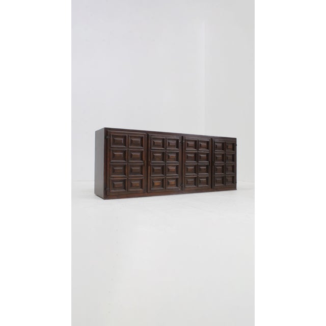 Vintage Brutalist Spanish Credenza, 1970s For Sale - Image 10 of 11