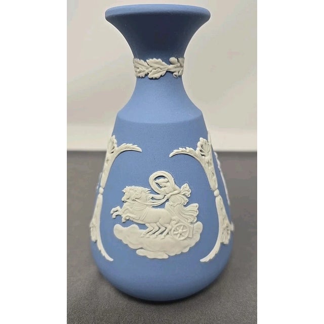 1990s Vintage Wedgwood Blue Jasperware Bud Vases-Set of 2 For Sale - Image 5 of 8