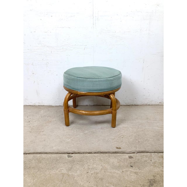 Low, round, and effortlessly relaxed, this vintage rattan ottoman is a quintessential piece of the coastal aesthetic that...