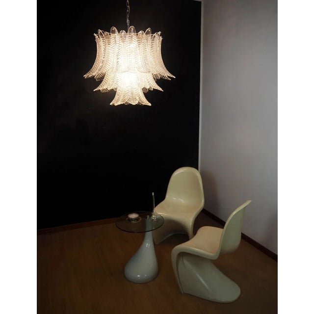 Italian Murano Three-Tier 48 Transparent Felci Glass Chandelier For Sale - Image 10 of 11