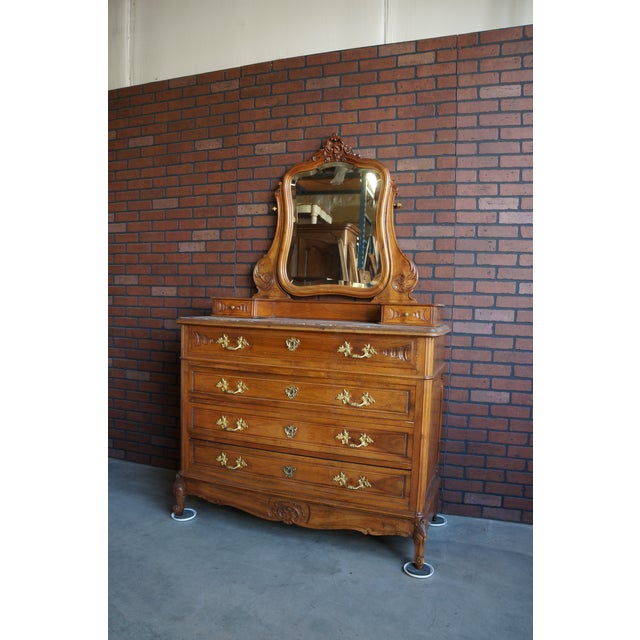 Brown Antique French Rococo Chest of Drawers With Mirror For Sale - Image 8 of 8