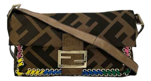Fendi Zucca Canvas Rainbow Whipstitch XL Baguette
