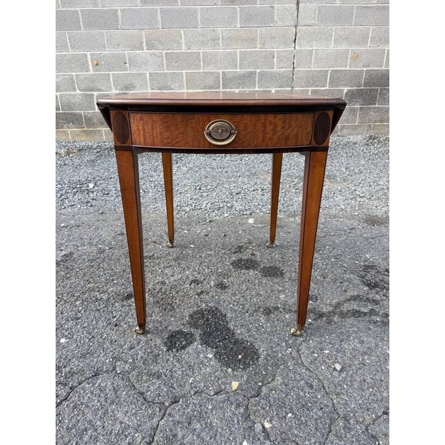 Vintage Federal-Style Burled Wood Pembroke Drop Leaf Side Table For Sale - Image 14 of 18