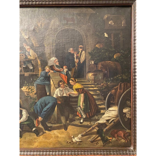 Brown 19th Century German Genre Painting Attributed to Johann Sperl Village Scene For Sale - Image 8 of 13