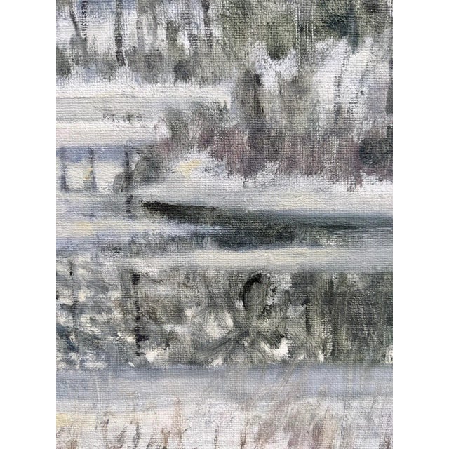Textile 1998 "Crisp" Swedish Snow Forest Landscape Oil Painting, Framed For Sale - Image 7 of 9