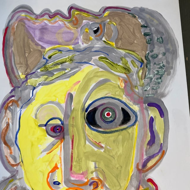 Abstract Contemporary Original Cubist/Abstract E.J.Hartmann Triple Portrait Painting Signed For Sale - Image 3 of 5