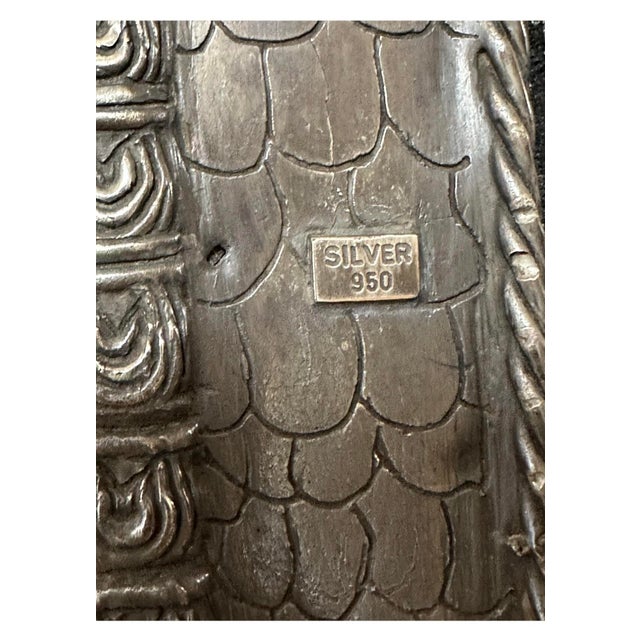 Vintage Large Sterling Silver 950 Mary & Baby Jesus Greek Icon 13” X 20” For Sale - Image 4 of 6