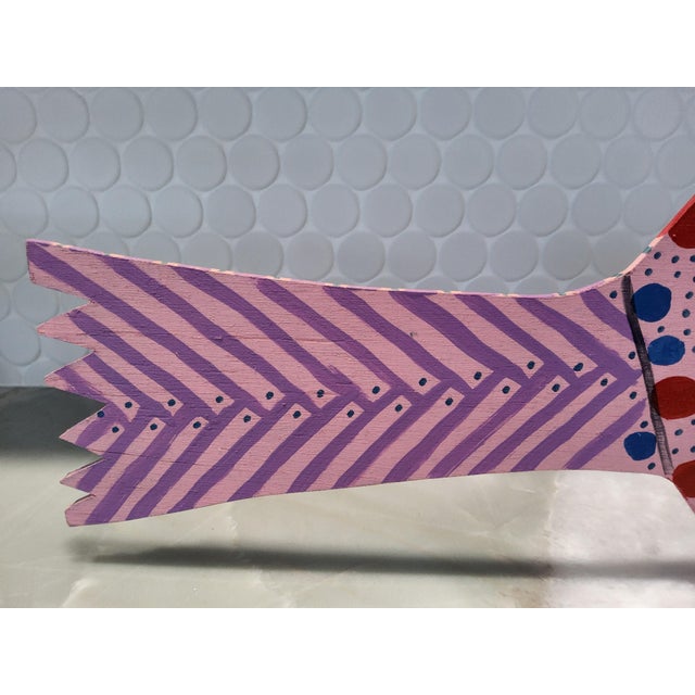 Pink Folk Art Fantasy Frog Sculpture by Marvin Finn For Sale - Image 8 of 17