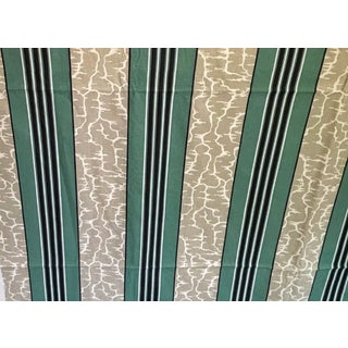 Over 5 Yards of Designer Stripe Fabric in Green, Black and Beige. For Sale