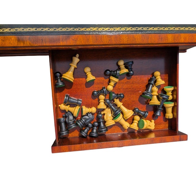 Vintage Maitland-Smith Leather-Top Games Table With Chess, Checkers & Backgammon For Sale - Image 14 of 14