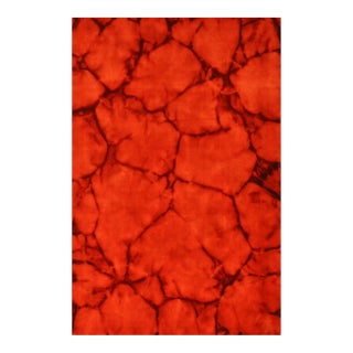 3x5 Freya Charming Red Abstract Geometric Contemporary Hand Knotted Wool Rug For Sale