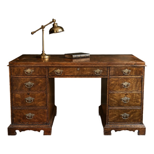 National Mt. Airy Burlwood Campaign-Style Desk For Sale