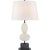 Modern Thomas O'Brien for Visual Comfort Signature Dani Medium Table Lamp in Alabaster & Black Marble with Linen Shades For Sale - Image 3 of 3
