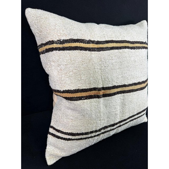 Contemporary Turkish Hemp Pillow Cushion Natural Beige Brown Pillow Cushion Cover 24x24 For Sale - Image 3 of 4