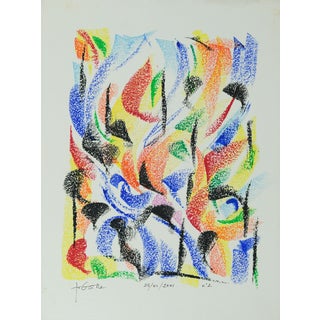 Françoise Galle, Plant Abstraction, Pastel Drawing For Sale