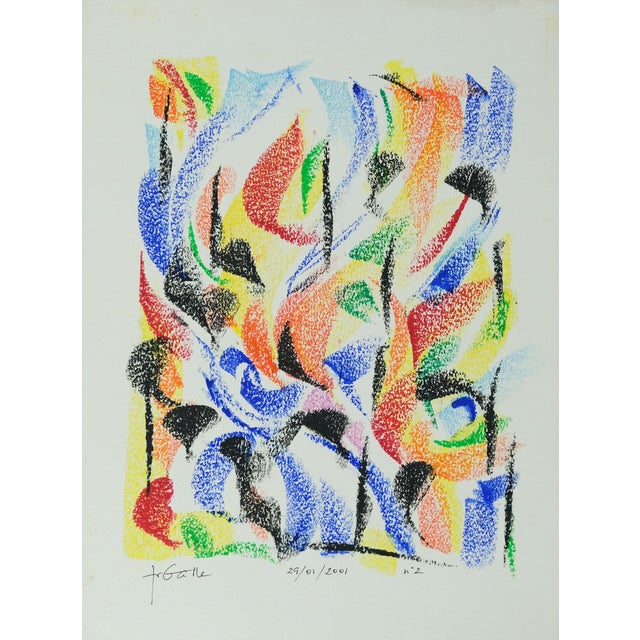 Françoise Galle, Plant Abstraction, Pastel Drawing For Sale