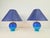 Vintage Blue Ceramic Sphere Table Lamps, 1970s, Set of 2 For Sale - Image 10 of 10