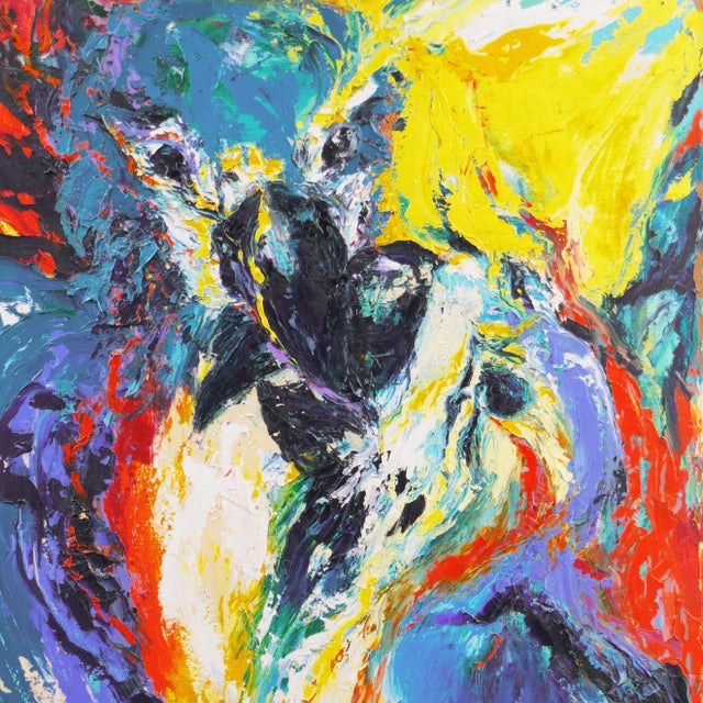 Contemporary 'Perroquets' by Rosemary Hornak, 1992 Expressionist Oil, Parrots, Detroit Woman Artist For Sale - Image 3 of 7