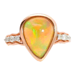 Vintage Oscar Friedman 1.50 Carat Pear-Shaped Opal and Diamond 14K Rose Gold, Size 6.75
