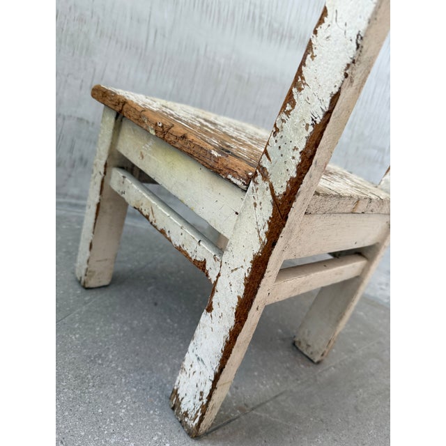 Charming Antique Gustavian Child’s Wooden Chair With Chippy Paint Finish & Rustic Vibe, Dating From Early 20th Century For Sale - Image 11 of 12