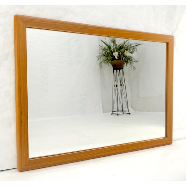 Late 20th Century Solid Teak Frame Danish Mid Century Modern 32x44 Rectangle Wall Mirror Mint! For Sale - Image 5 of 7