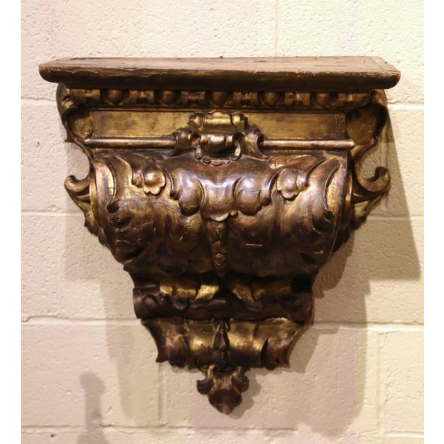 18th Century Italian Baroque Carved Giltwood Wall Bracket Console For Sale - Image 9 of 9
