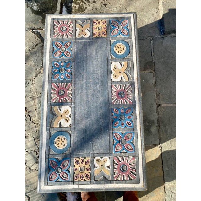 Folk Art Vintage Mexican Folk Art Polychrome Carved Wooden Storage Baúl (36") For Sale - Image 3 of 6