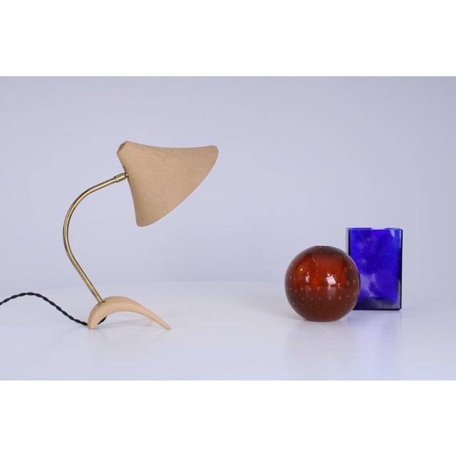 Brass and Beige Crowfoot Table Lamp attributed to Cosack Leuchten, 1950s For Sale - Image 16 of 18