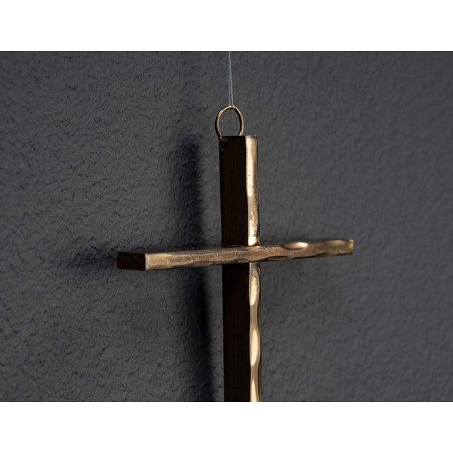 Brutalist Brass Cross, 1950s For Sale - Image 4 of 10