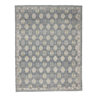 Vintage Modern Distressed Oushak Rug - 11'09 X 15'01 For Sale