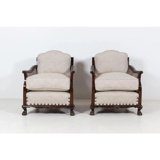 English Mahogany Bergere Suite, 1930s, Set of 3 For Sale - Image 11 of 18