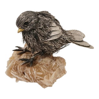 Italian St Silver Sparrow Bird Figurine by Buccellati For Sale