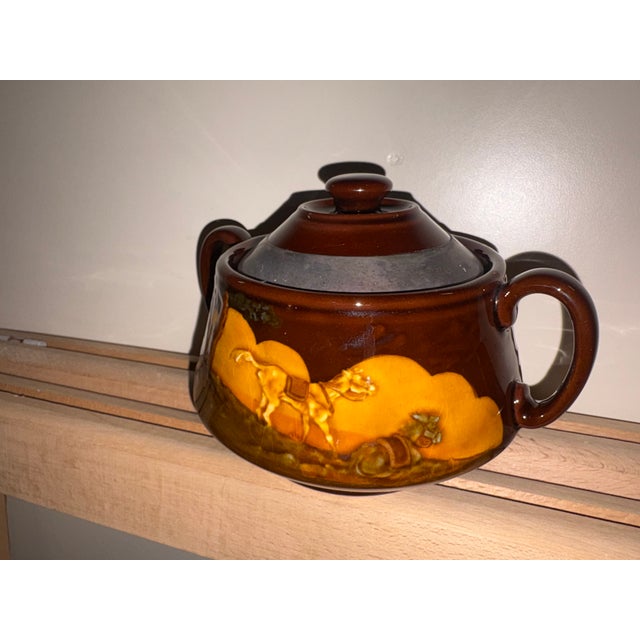 1950s Vintage Kingsware Ceramic Sugar Bowl with Lid from Royal Doulton, 1950 For Sale - Image 5 of 10