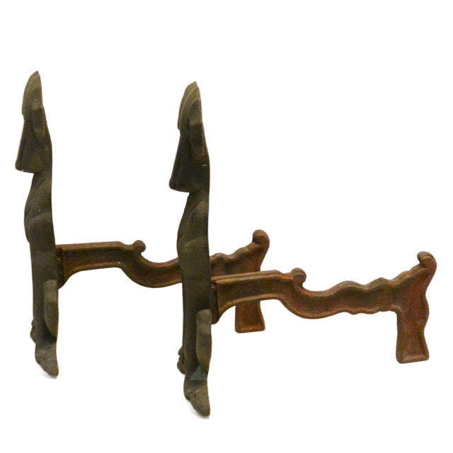 1930s Art Deco Greyhound Cast Iron Andirons – Authentic 1930s Streamline Pair For Sale - Image 5 of 6