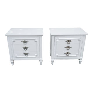John Widdicomb French Shabby Chic Painted White Nightstands - a Pair For Sale