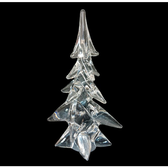1950s Vintage Lead Crystal Clear Glass Christmas Tree Made in Japan 11" X 7" For Sale - Image 5 of 11