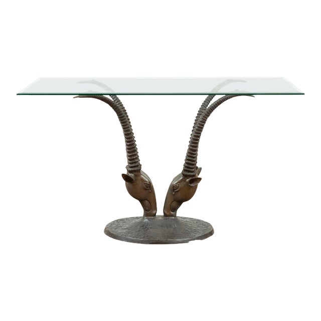 Contemporary Cast Bronze Double Antelope Dining Table Base with Dark Patina For Sale