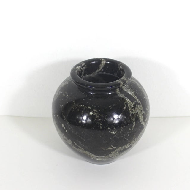 Vintage Black Marble Stone Vase For Sale - Image 4 of 9