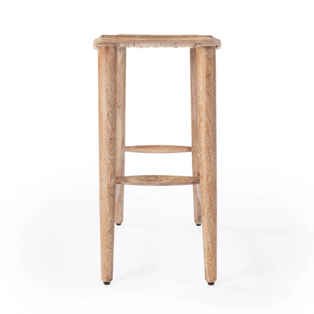 Spritely Home Accent Furniture Tristan Natural Wood & Rattan 24.75" Counter Stool, Light Brown For Sale - Image 4 of 7