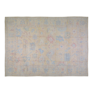 Pakistani Oushak Hand Knotted Wool Rug, 10'x14'2"