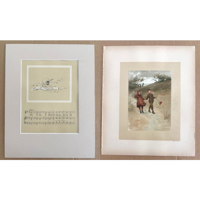 Antique 1888 Matted March Lullaby Print w/William Ladd Taylor Chromo on back EUC For Sale In Tampa - Image 6 of 6