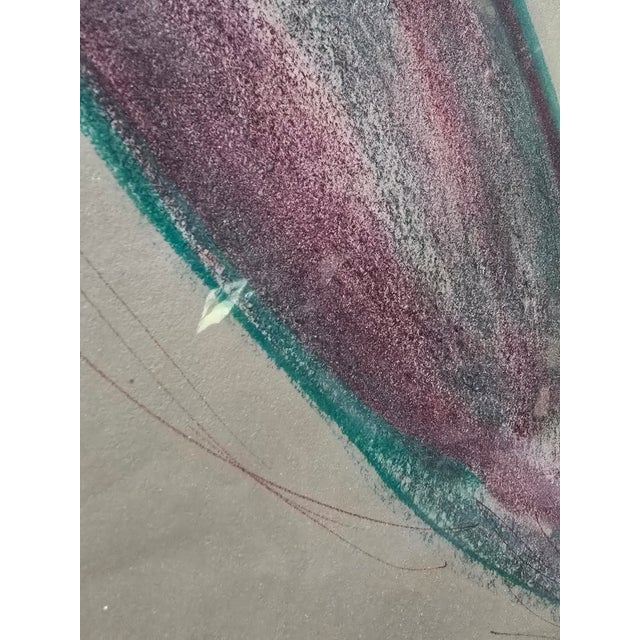 Vintage Mid Century Modern Signed Abstract Painting For Sale - Image 4 of 11