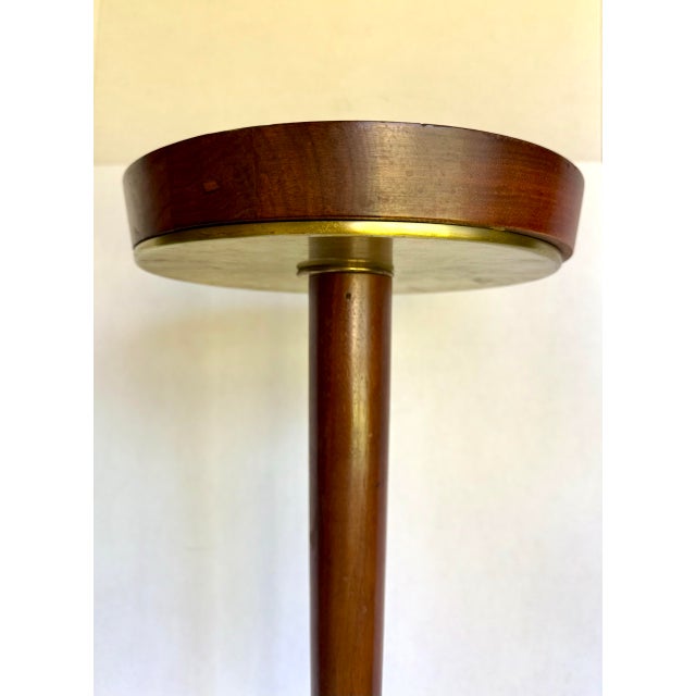 Mid-Century Modern Mid-Century Modern Walnut, Brushed Gold & Cast Iron Smoking Stand Pedestal Table For Sale - Image 3 of 13
